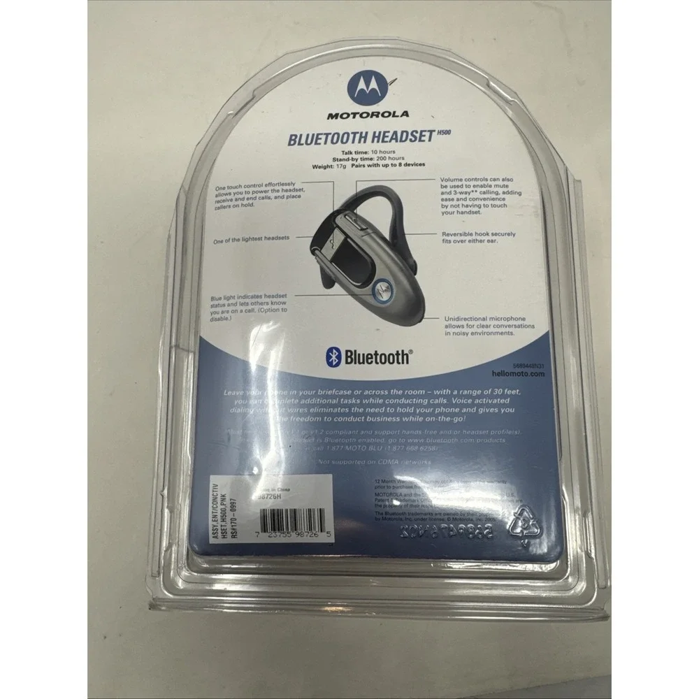 Motorola H505 Bluetooth Wireless Hands free Headset‎ PINK BRAND NEW Open Box
